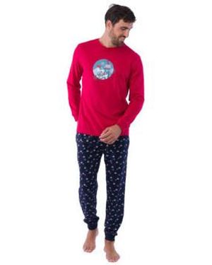 Achile Pyjamas / Chemises de nuit Pyjama long en pur coton jersey RETRO WINTER - Bleu