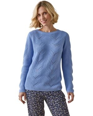 Daxon Pull Pull En Maille Fantaisie - Bleu