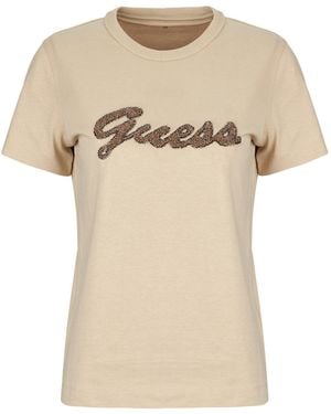 Guess T-Shirt Korte Mouw Ss Cn Beads Script Tee - Naturel