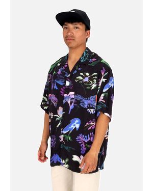Element Chemise Camicia Manica Corta Uomo Resort S/S Shirt Saturn Flowers - Bleu