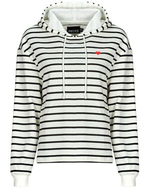 Pieces Felpa Pcchilli Ls Hoodie - Bianco