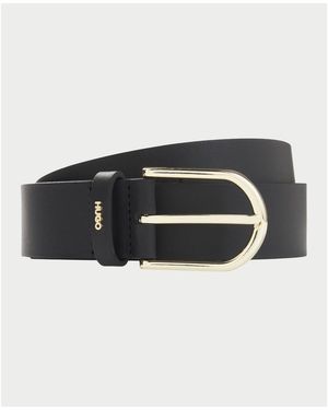 HUGO Ceinture Ceinture En Cuir Pour Femme Avec Détails Dorés - Noir