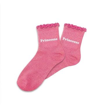 Sud Trading Chaussettes Chaussettes Princesse pour fillette paillettes à feston rose