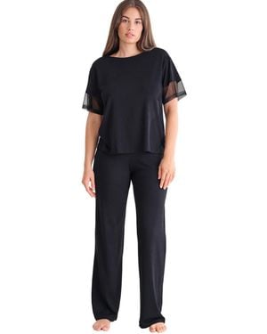 Lisca Pyjama's Nachthemden Pyjama Broek T-Shirt Sia - Zwart