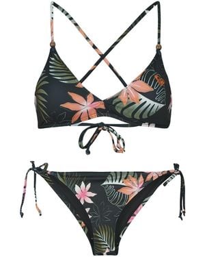 Roxy Costume A Due Pezzi Paradise Fleur Athletic Cheeky - Nero