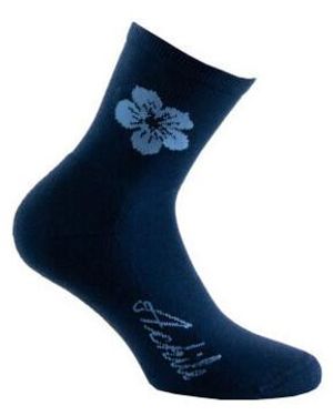 Achile Chaussettes Socquettes sport fleurs côtes 1/1 coton fabrication française - Bleu