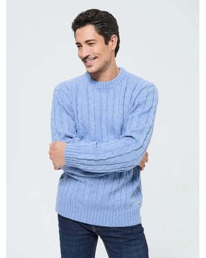 Lee Cooper Pull Pull torsadé bleu en laine