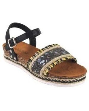 Isteria Chaussures Sandale Noire Pour Femme 24091 - Métallisé