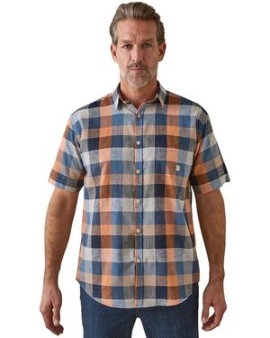 Daxon Chemise by - Chemise manches courtes en coton et lin - Bleu