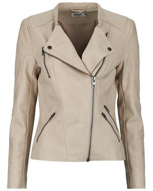 ONLY Leren Jas Onlava - Naturel