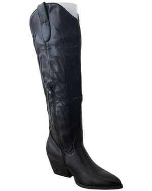 Vera Collection Bottes Bottes Santiags en synthétique style Cowboy, Noir