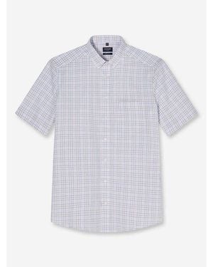 Olymp Chemise Chemise manches courtes droite rose - Blanc