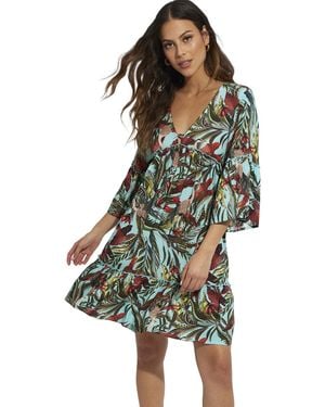 Selmark Robe Robe de plage manches trois-quarts Galapagos Mare - Vert