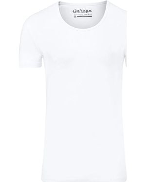 Garage T-shirt Stretch Basique Blanc Col Rond Profond