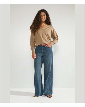 Numph Pull Numph Nudayletta Lurex V-Neck Pullover Mink - Bleu
