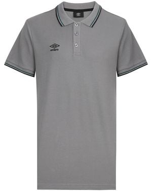 Umbro T-Shirt Polo Homme Bicolore En Coton Pique Avec Logo Brodé 806451 - Gris