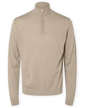SELECTED Pull Noos Tray Half Zip Knit - Kelp - Neutre