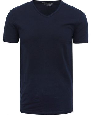 Garage T-Shirt Stretch Basique Marine Col-V - Bleu