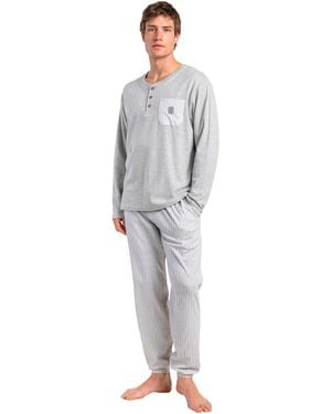 Admas Ensembles De Pyjama Pyjama Pantalon Polo Manches Longues Heritage - Gris