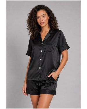 Kebello Ensembles de pyjama Pyjashort fluide en satin F, Noir
