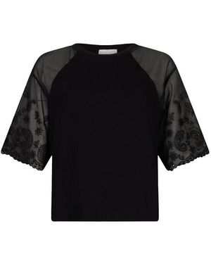 Liu Jo T-shirt T-shirt en coton et organza - Noir