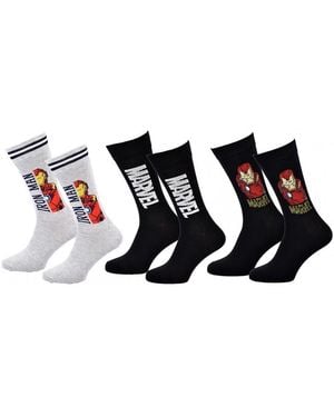 Marvel Chaussettes Chaussettes Pack Cadeaux Homme Superheros Pack 3 Paires Iron24 - Noir