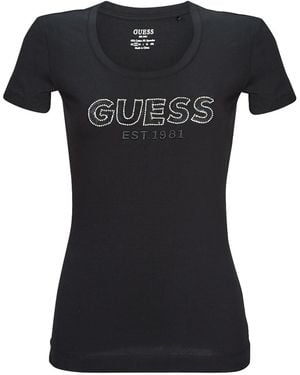 Guess T-Shirt Ss Rn Mesh Logo Tee - Nero