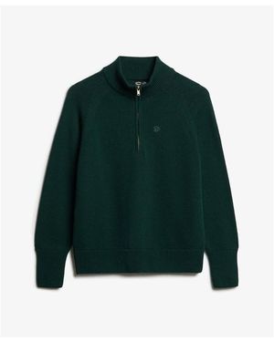 Superdry Pull Pull classique à col zippé coton - Vert