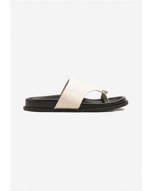 Vera Collection Sandales Sandale conforte à entre-doigt en suédine, Beige nude - Blanc