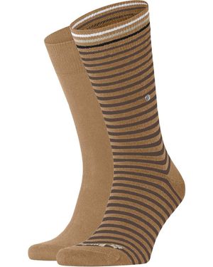 Burlington Socquettes Everyday 2-Pack Rayures Beige - Marron