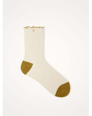 Vanessa Wu Collants & Bas Chaussettes Pailletées Nara - Blanc