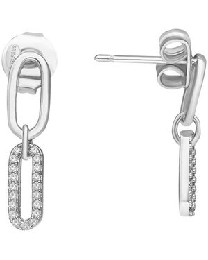 Orusbijoux Boucles oreilles Boucles D'oreilles Argentées Chaines Ovales - Blanc