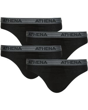 Athena Slip Basic Coton Pack De 4 - Nero