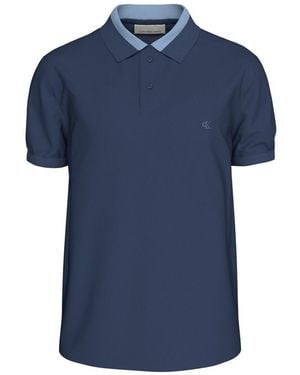Calvin Klein T-Shirt Lv04Rg234G Casual Pique Collar Bloc - Bleu