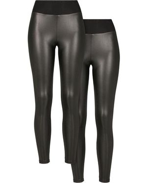 Urban Classics Collants leggings taille haute synthétique (x2) - Gris