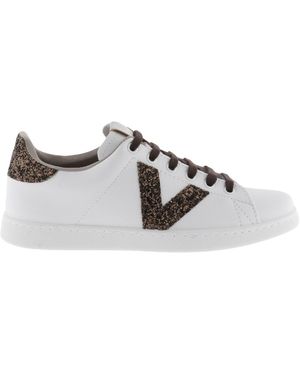 Victoria Sneakers Baskets Basses Effet Cuir Et Paillettes Femme Berlin - Grijs