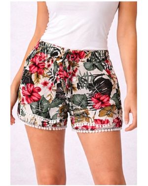 Kebello Short Short fluide, en coton F, Blanc - Rouge