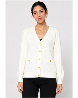 Kebello Pull Pull Cardigan Col V F - Blanc