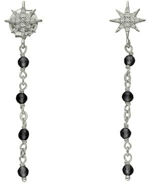 Orusbijoux Boucles oreilles Boucles D'oreilles Argent Rhodié étoile Zirconium Blanc