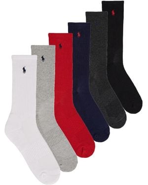 Polo Ralph Lauren Chaussettes Prf Ctn Icn-Crew Sock-6 Pack - Rouge