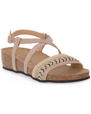 Grünland Sandales compensées BEIGE 70MMI - Métallisé