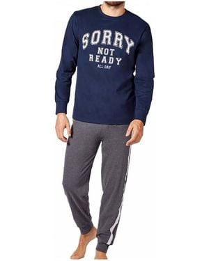 Ozabi Pyjamas / Chemises de nuit Pyjama COTON ALAN BROWN DISTPYK MARINE - Bleu