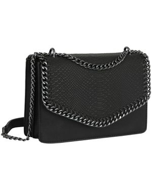 Crazychic Sac Bandouliere Sac Bandoulière Chaînes à Rabat Serpent Python - Noir
