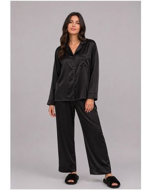Kebello Ensembles de pyjama Pyjama fluide en satin F, Noir - Gris