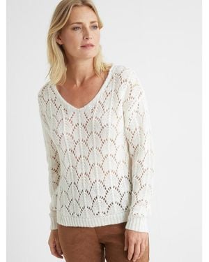Daxon Pull Pull Fantaisie Avec Mohair Et Laine - Blanc
