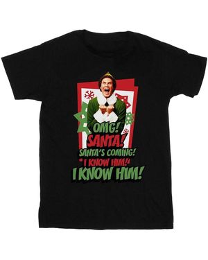 Elf T-shirt Santa Is Coming - Noir