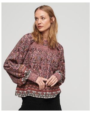 Superdry Blouses Haut tissé à smocks imprimé - Multicolore