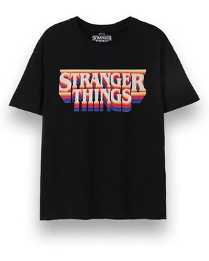 Stranger Things T-Shirt Retro Logo T-Shirt À Manches Courtes - Noir