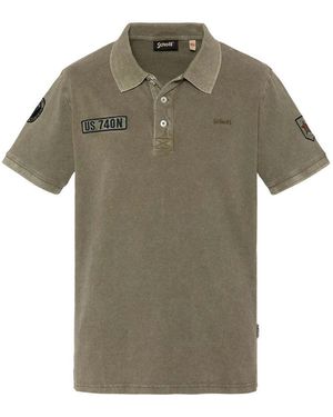 Schott Nyc Polo Polo Army Homme Badges - Vert