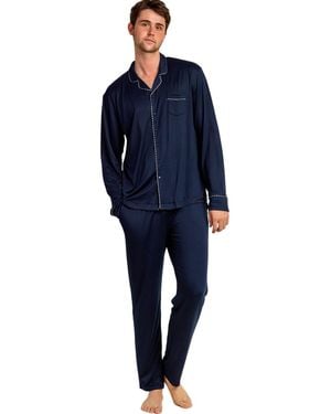 Admas Ensembles De Pyjama Pyjama Pantalon Chemise Manches Longues Luxury Pearl - Bleu